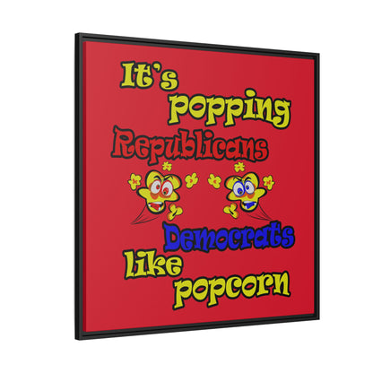 popping like popcorn - framed canvas art (dark red)