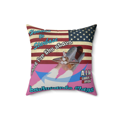 shoot for the stars - Faux Suede Square Pillow - (light pink)