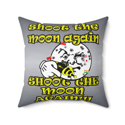 shoot the moon again - Spun Polyester Square Pillow - (brushed nickel)
