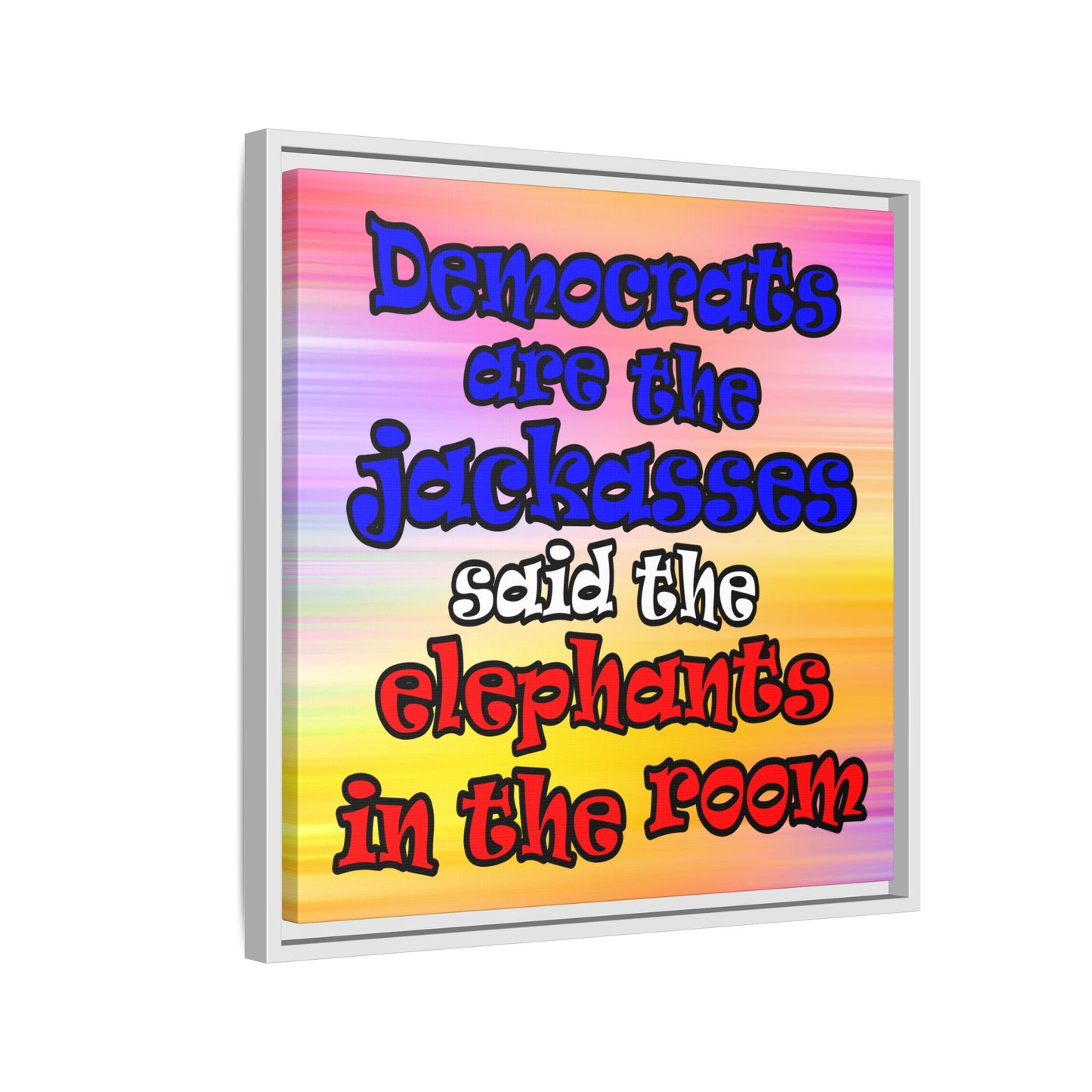 donkeys and elephants - framed canvas art (color blur)