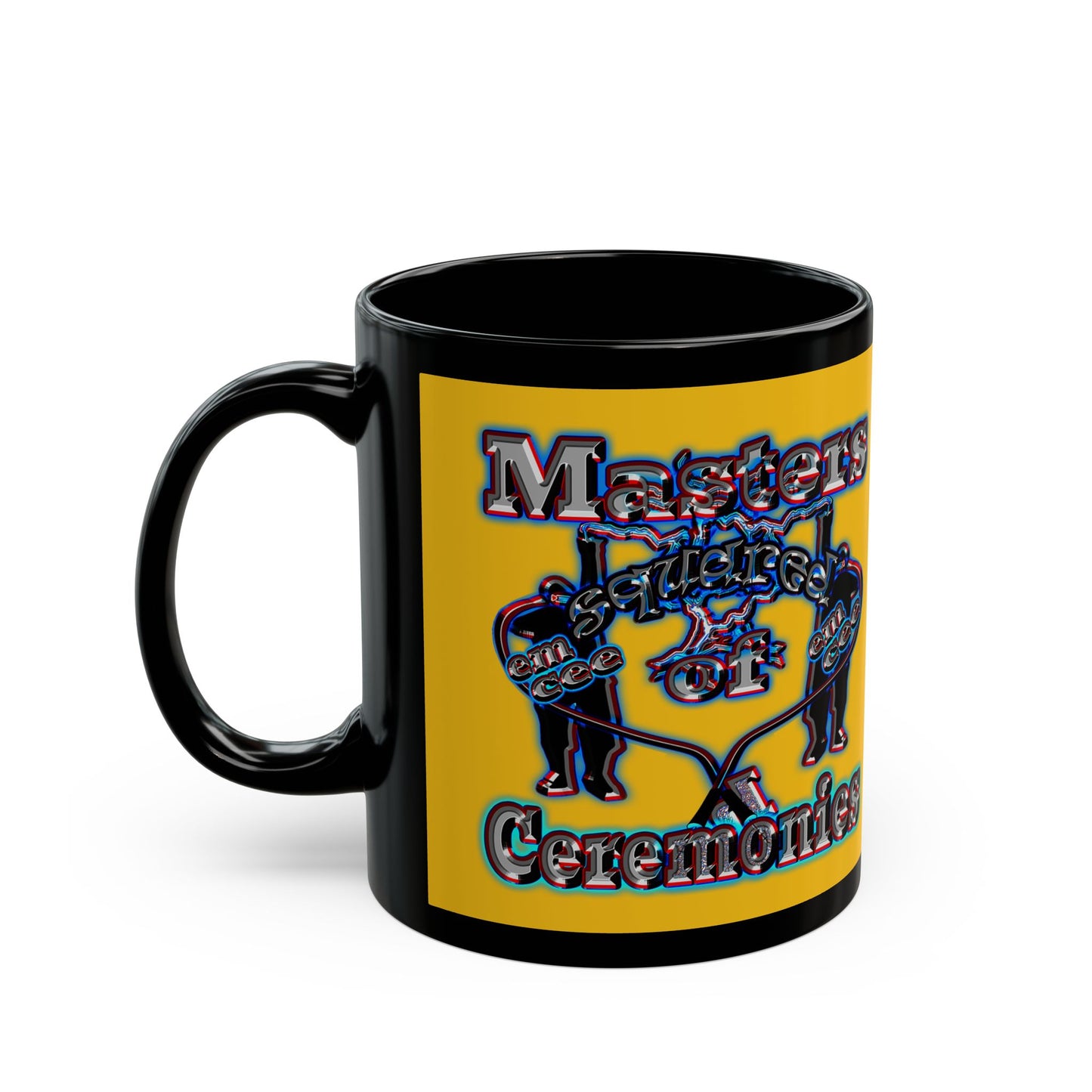 em cee squared - Black Mug (yellow)