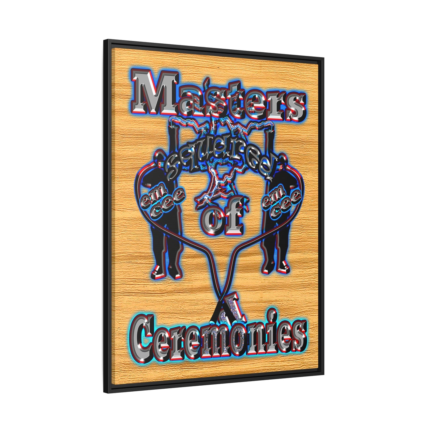 em cee squared - framed canvas art (butterscotch wood finish)