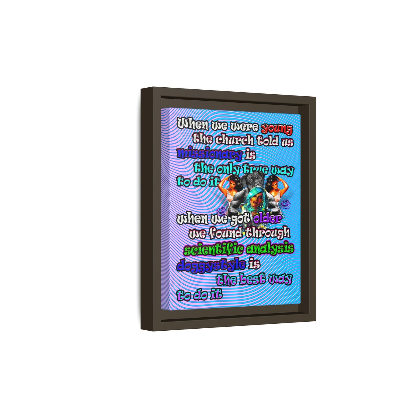 doggystyle - framed canvas art (light blue-purple wave)