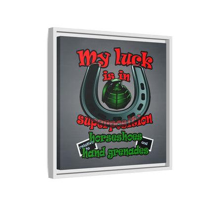 my luck - framed canvas art (grey-light grey)