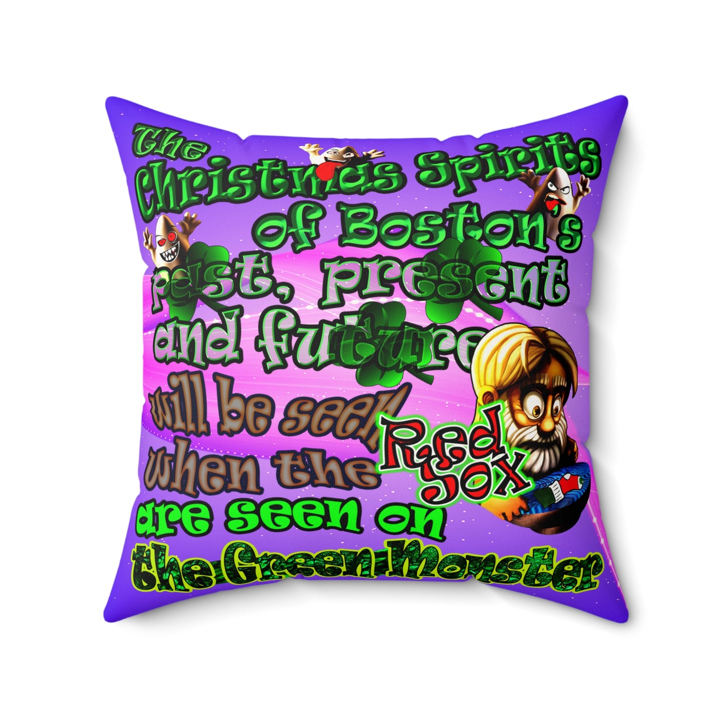 christmas spirits of boston - Faux Suede Square Pillow - (purple-pink wave)