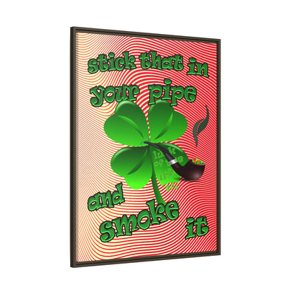 stick that in your pipe and smoke it - framed canvas art (yellow-orange wave)