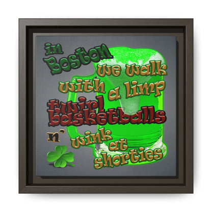 celtics logo - framed canvas art (grey-light grey)
