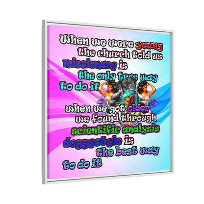 doggystyle - framed canvas art (light blue-pink wave)