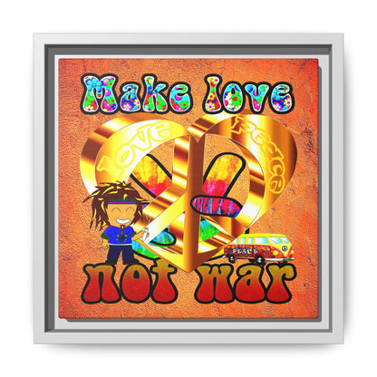 love peace - framed canvas art (burnt orange)
