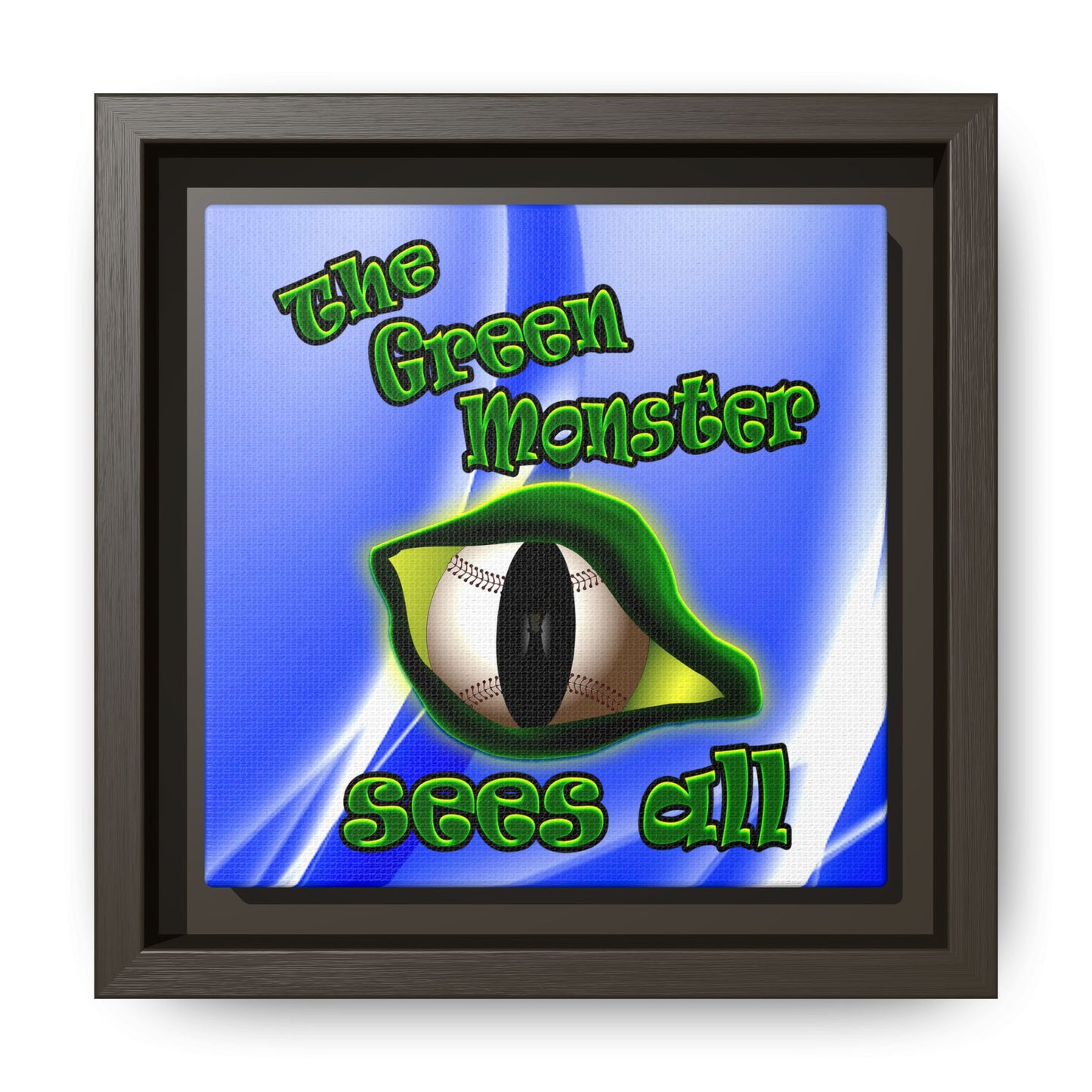 green monster - framed canvas art (blue-white wave)