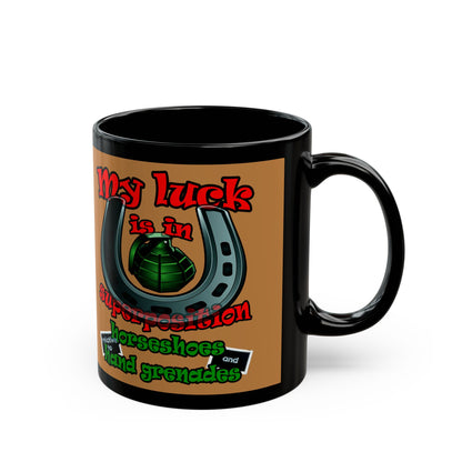 my luck - Black Mug (light brown)