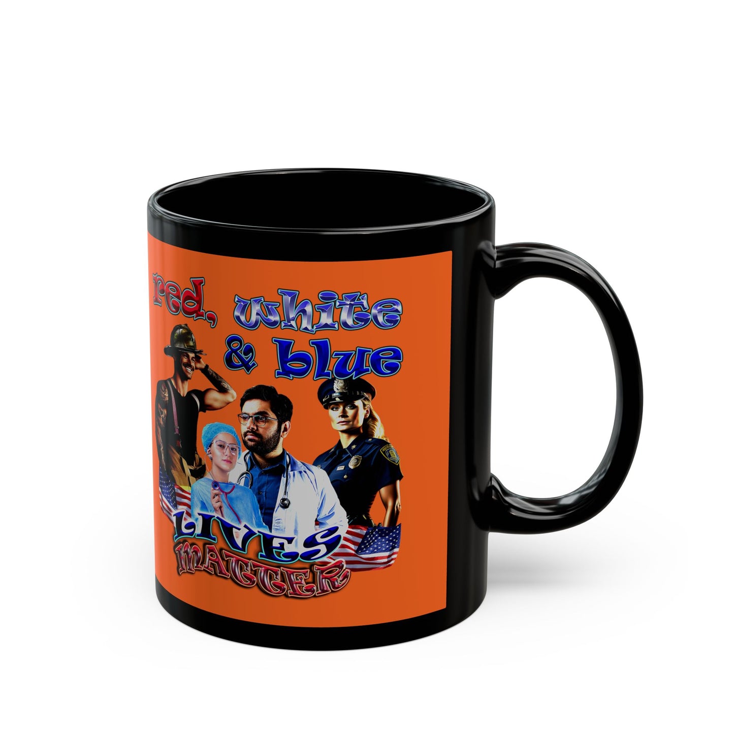 rw&b lives matter - Black Mug (orange)