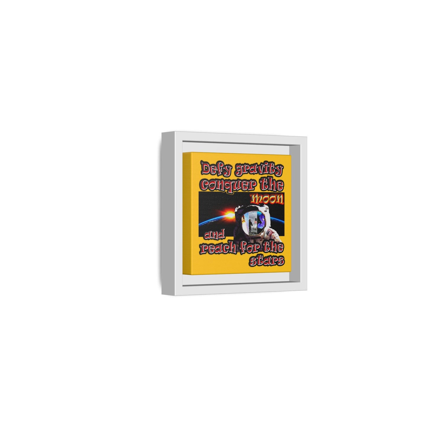 defy conquer reach - framed canvas art (yellow)