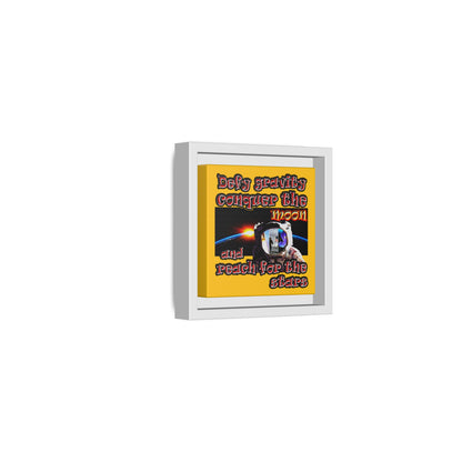 defy conquer reach - framed canvas art (yellow)