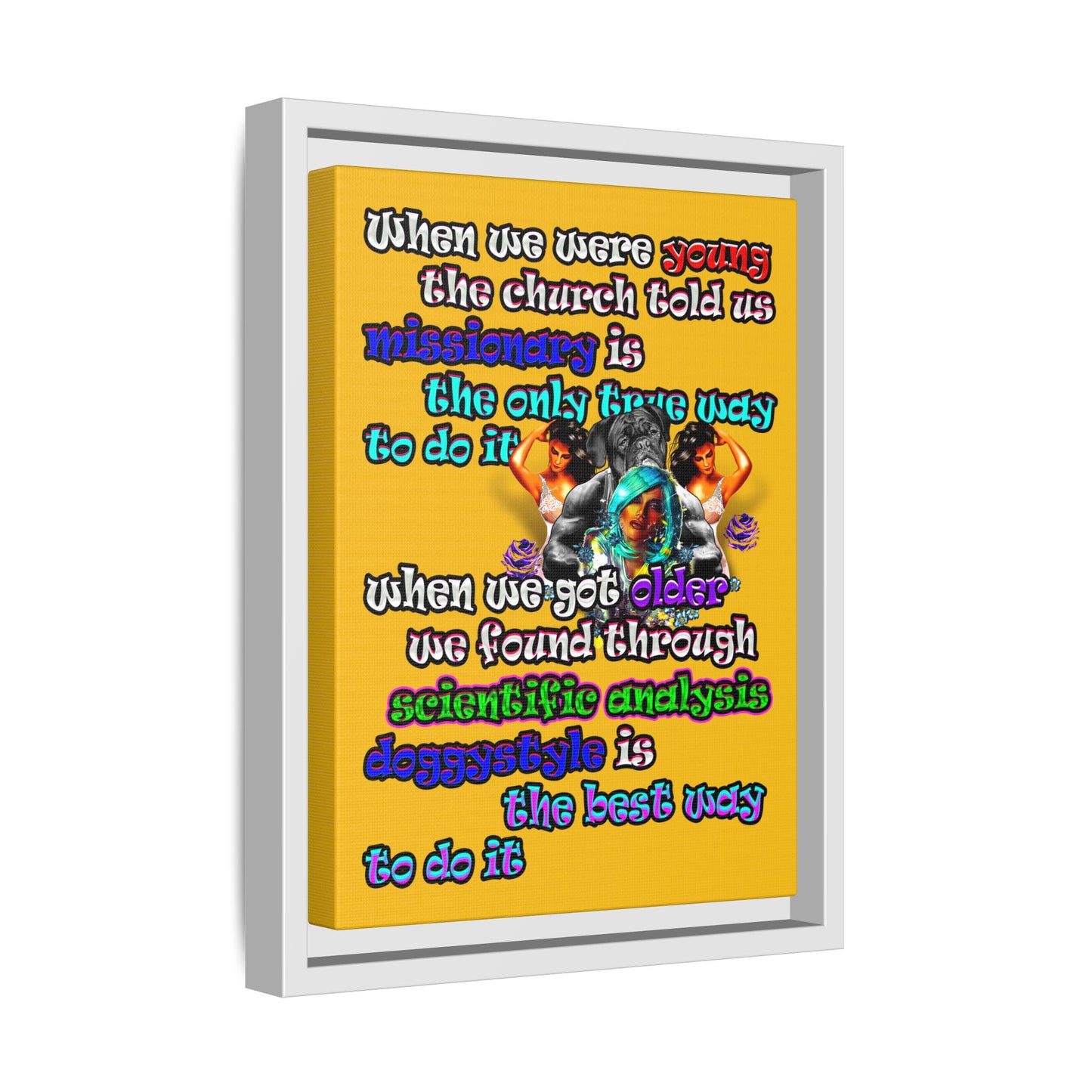 doggystyle - framed canvas art (yellow)