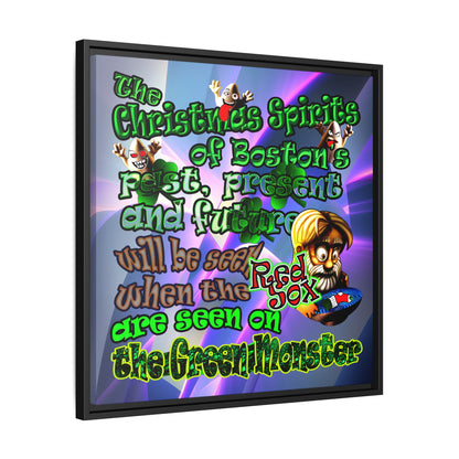 christmas spirits of boston - framed canvas art (grey-pink wave)