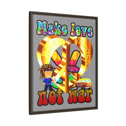 love peace - framed canvas art (grey)