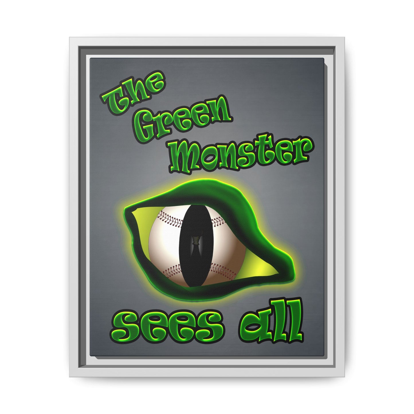 green monster - framed canvas art (grey-light grey)