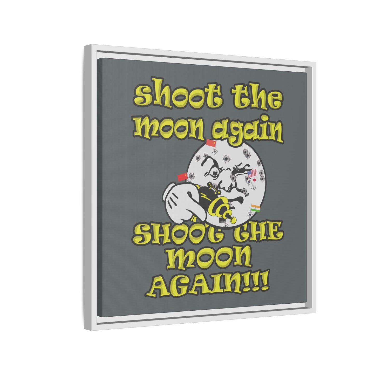shoot the moon again - framed canvas art (dark grey)