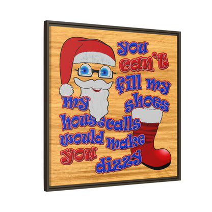santa's shoes - framed canvas art (butterscotch wood finish)