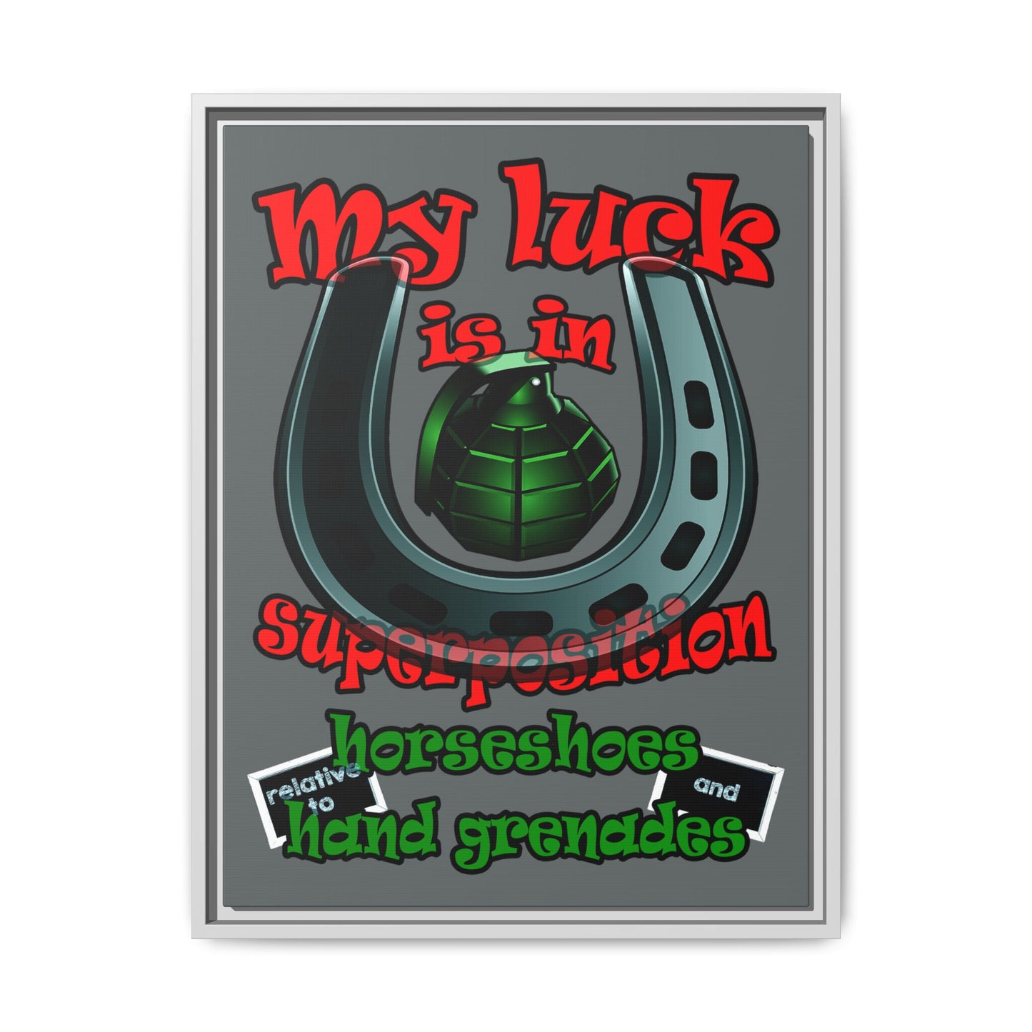 my luck - framed canvas art (dark grey)