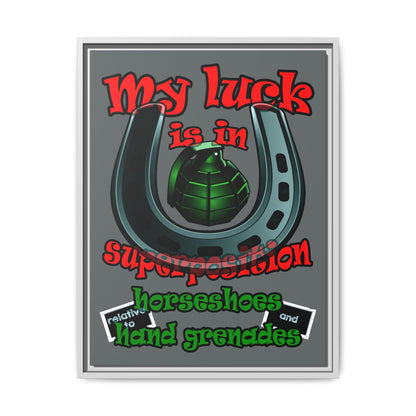 my luck - framed canvas art (dark grey)