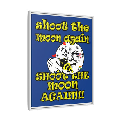 shoot the moon again - framed canvas art (dark blue)