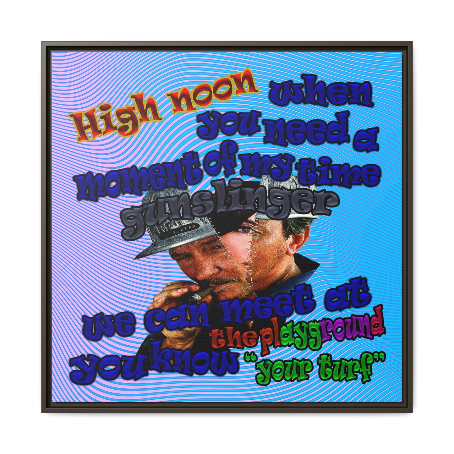 high noon - framed canvas art (light blue-purple wave)