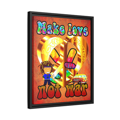 love peace - framed canvas art (burnt orange)