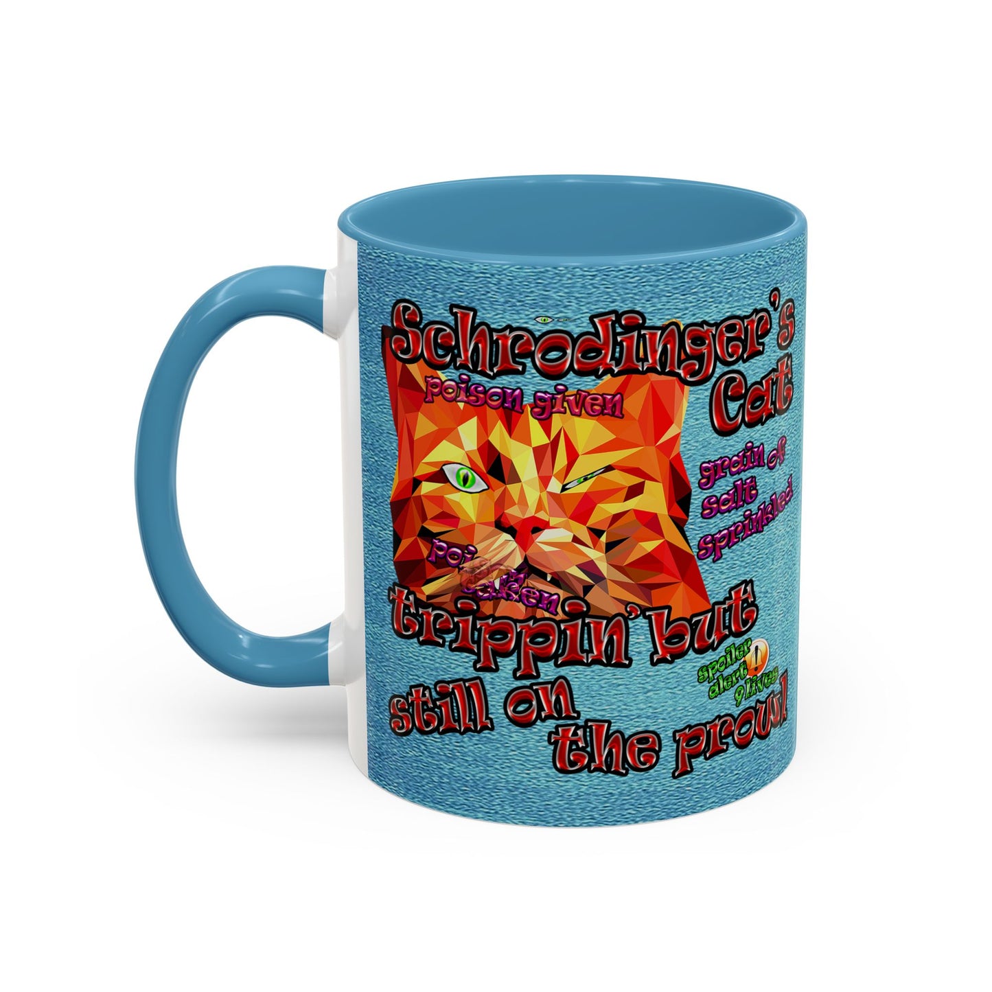 schrodinger's cat - Accent Mug (faded blue)