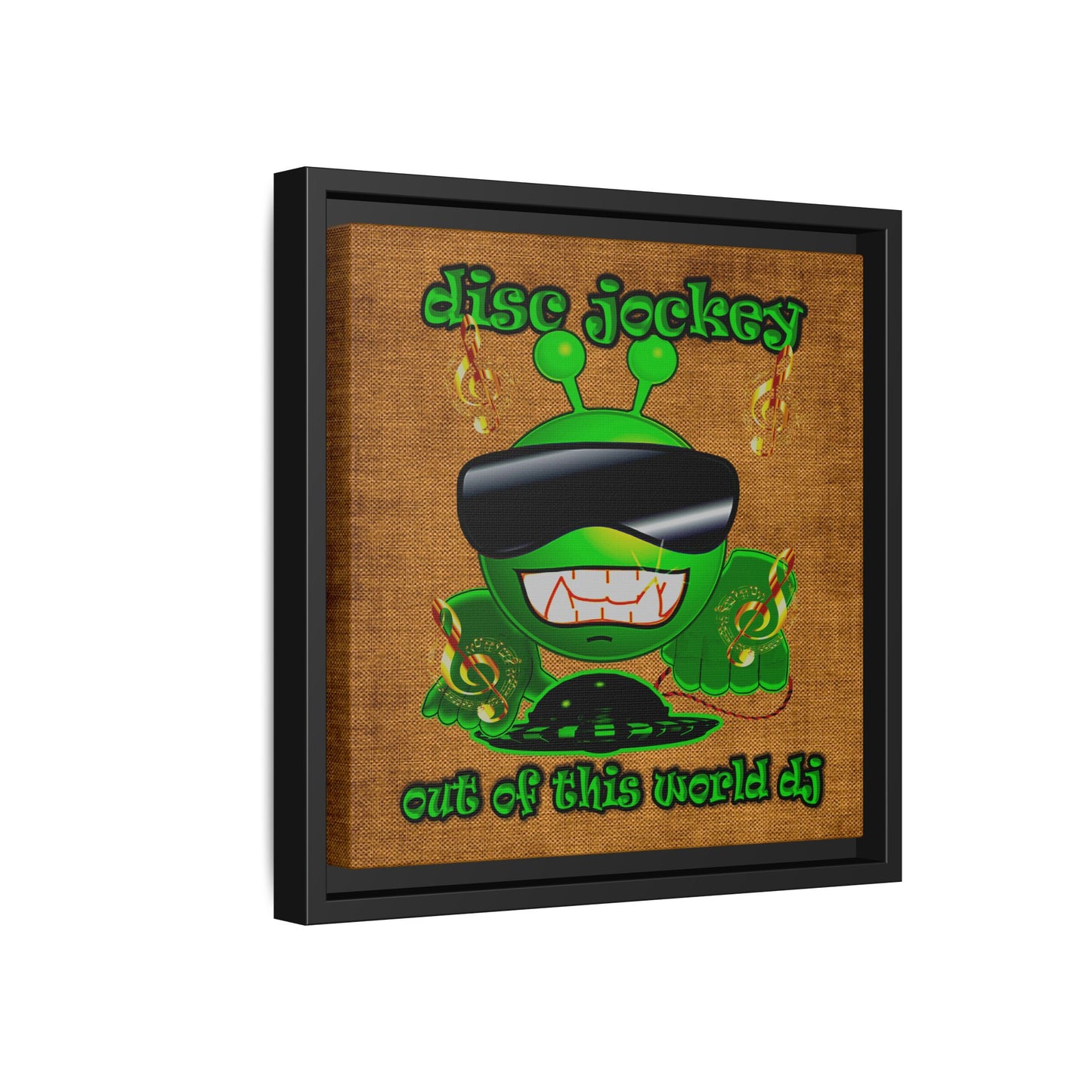 disc jockey - framed canvas art (brown papyrus)