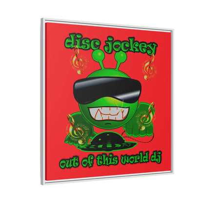 disc jockey - framed canvas art (red)