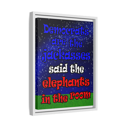 donkeys and elephants - framed canvas art ('snoops' background)