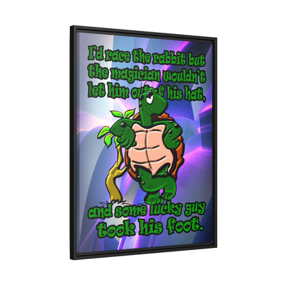 turtle race - framed canvas art (grey-pink wave)