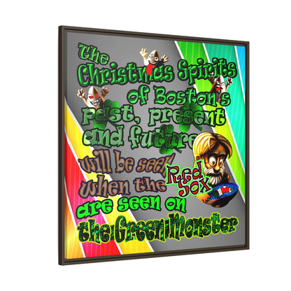 christmas spirits of boston - framed canvas art (rainbow split)