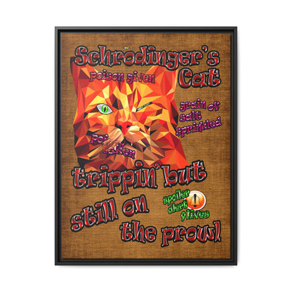 schrodinger's cat - framed canvas art (brown papyrus)