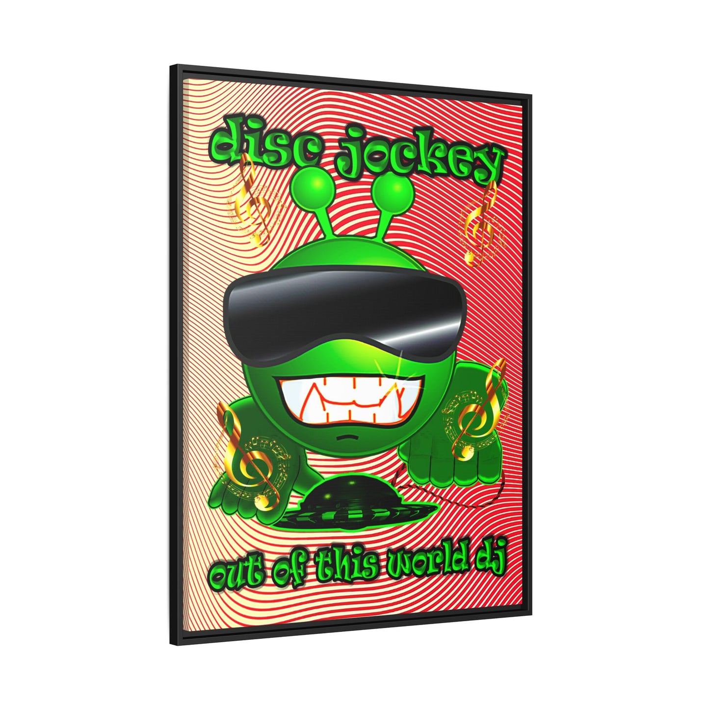 disc jockey - framed canvas art (yellow-orange wave)