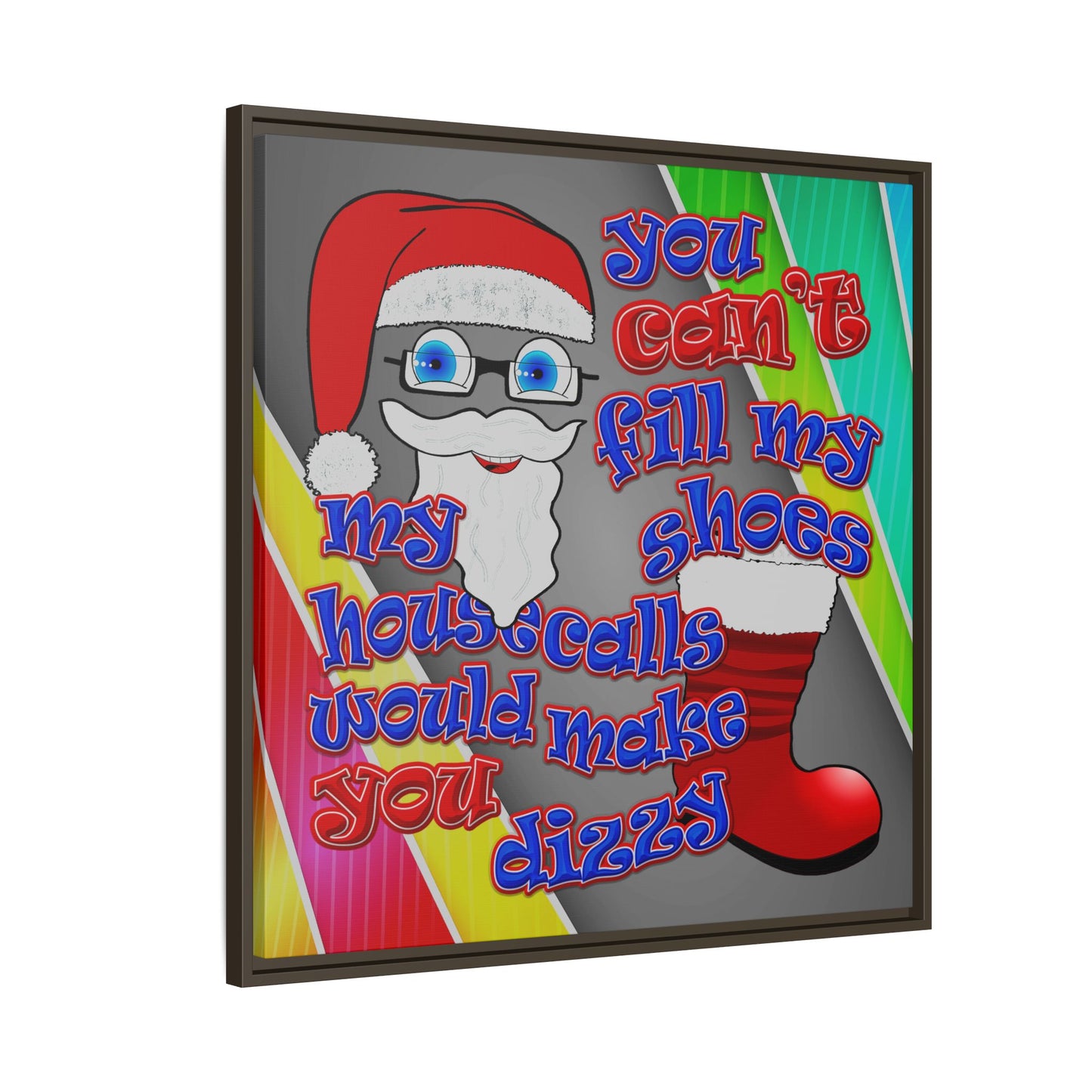 santa's shoes - framed canvas art (rainbow split)