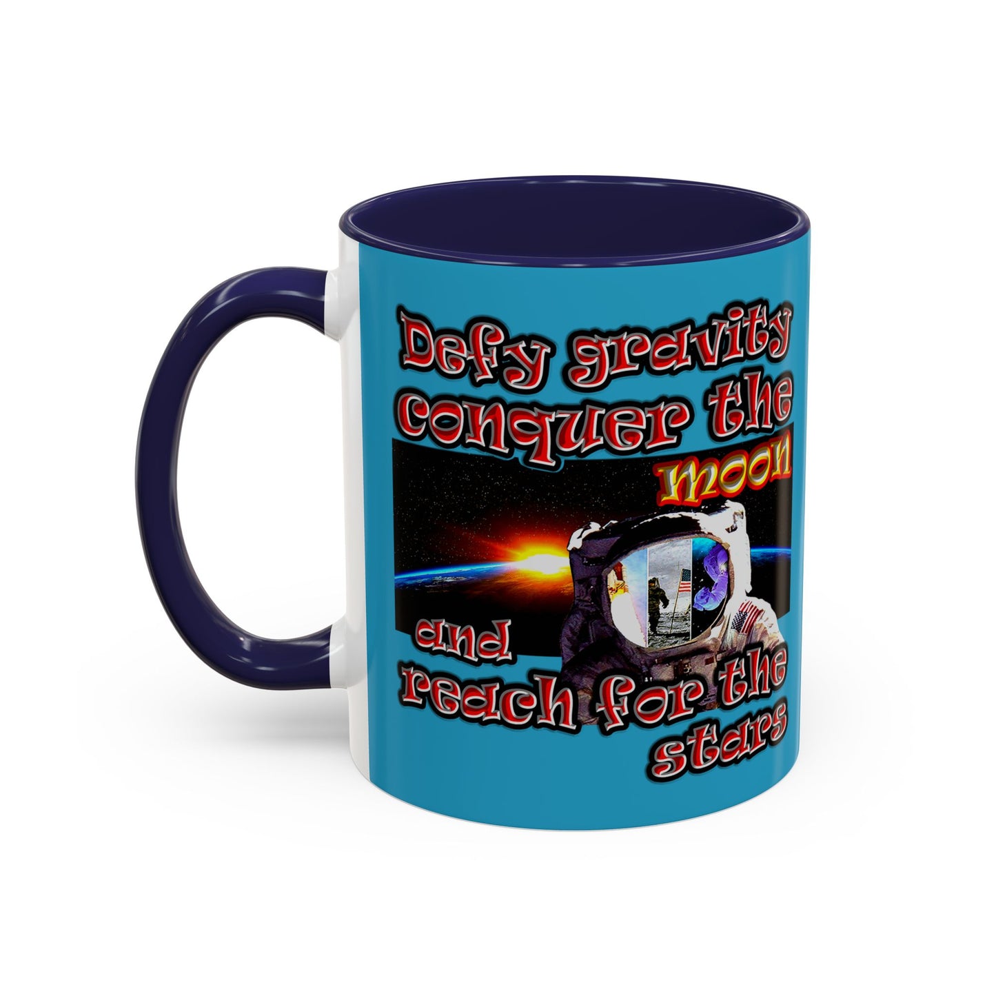 defy conquer reach - Accent Mug (turquoise)