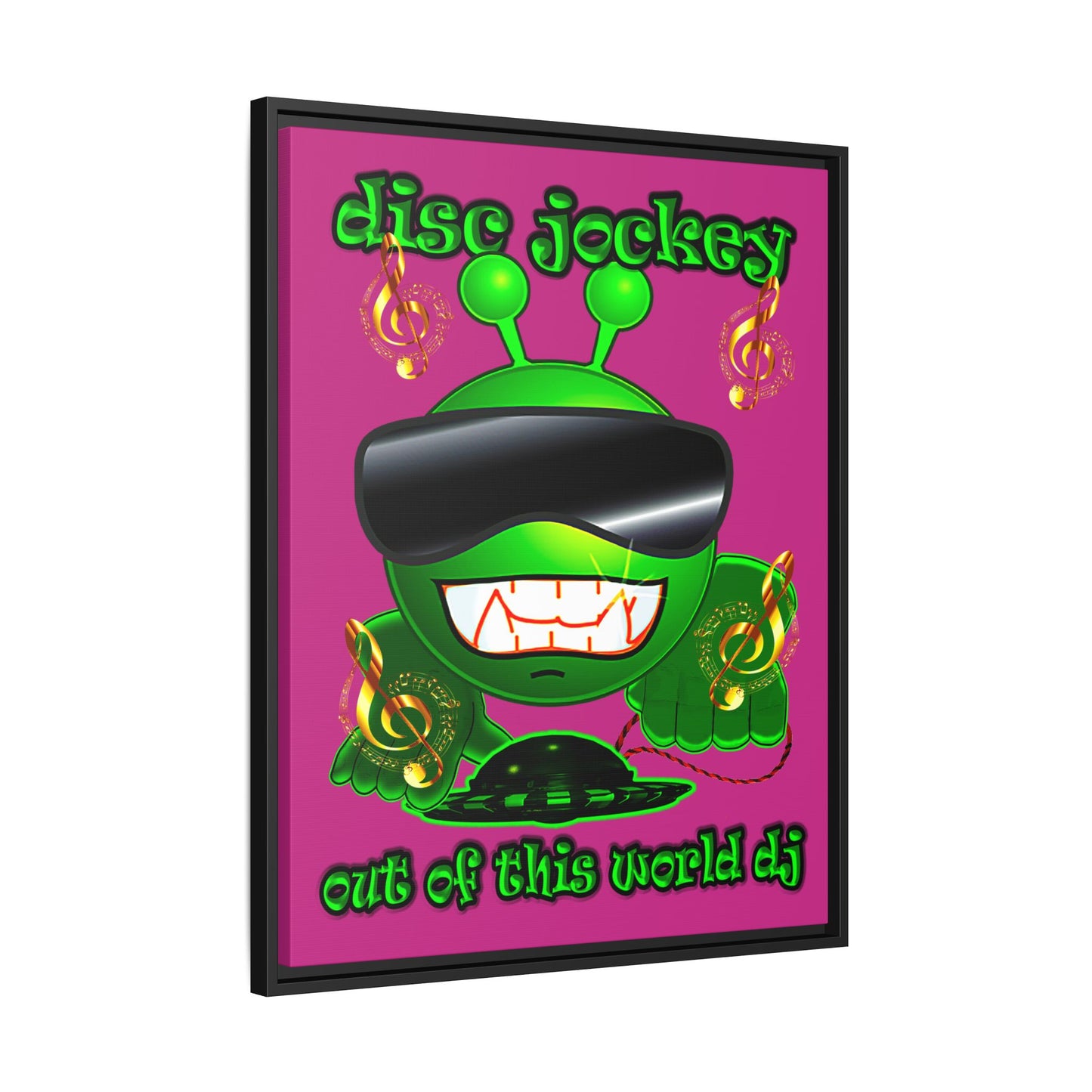 disc jockey - framed canvas art (pink)