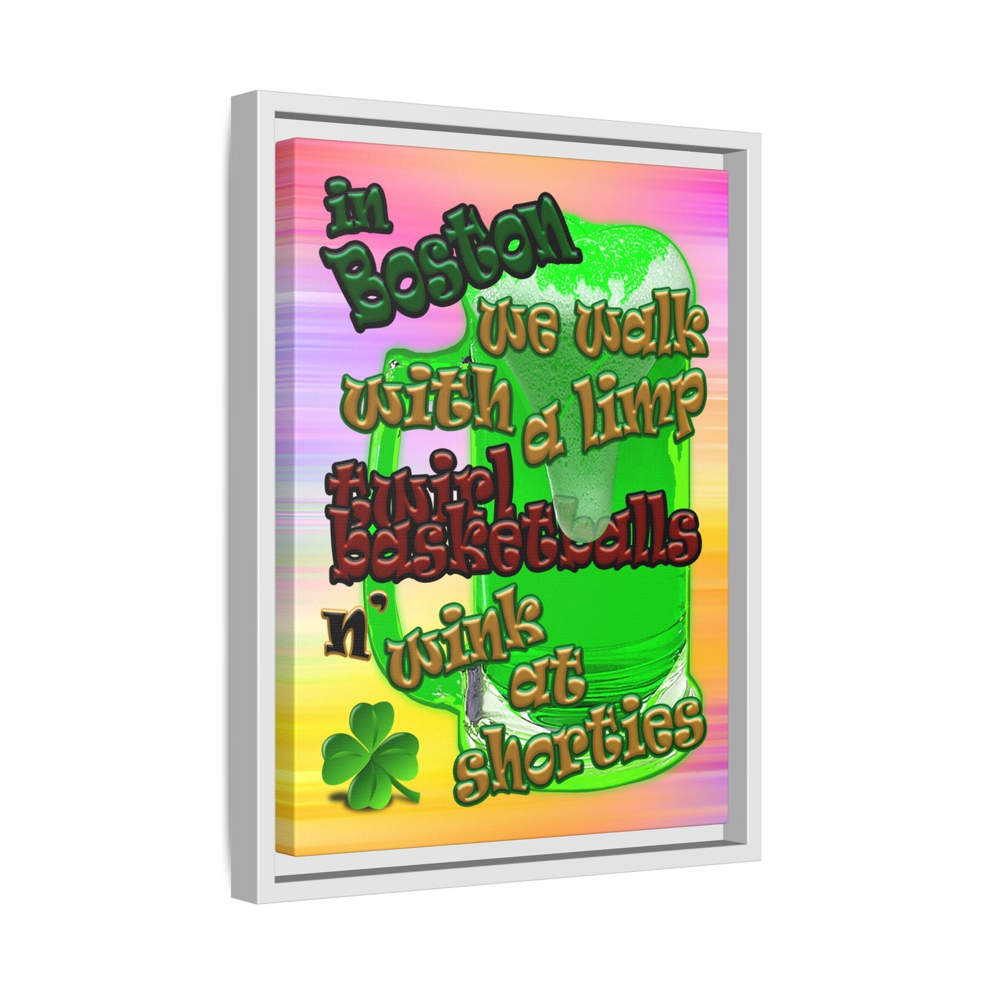 celtics logo - framed canvas art (color blur)