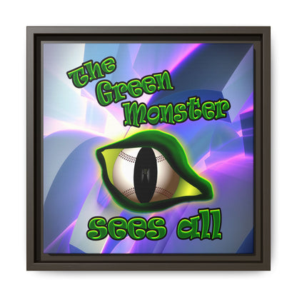 green monster - framed canvas art (grey-pink wave)