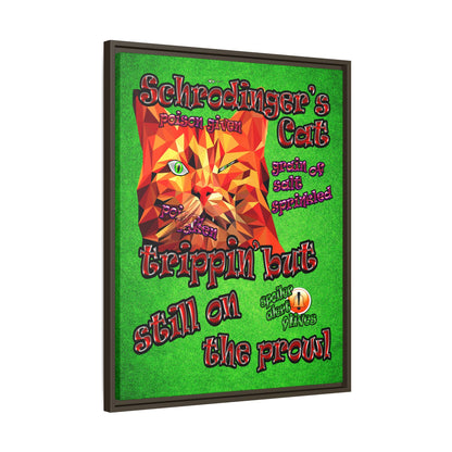 schrodinger's cat - framed canvas art (green turf)