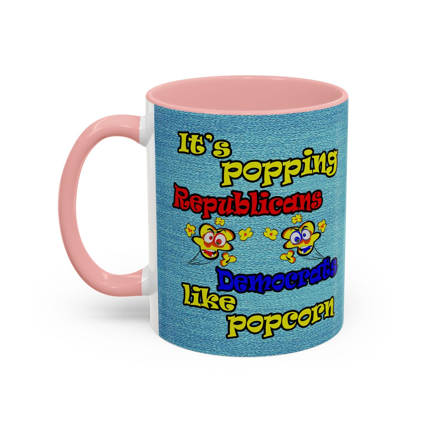 popping like popcorn - Accent Mug (faded dark blue)