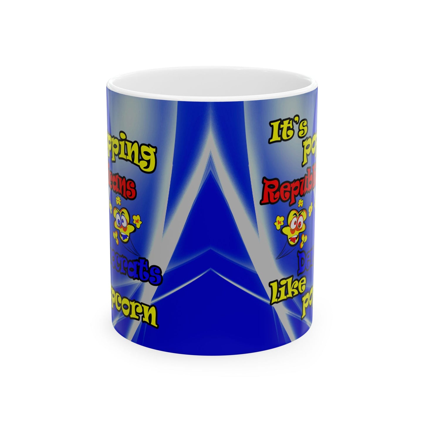 popping like popcorn - White Mug (blue-white wave)