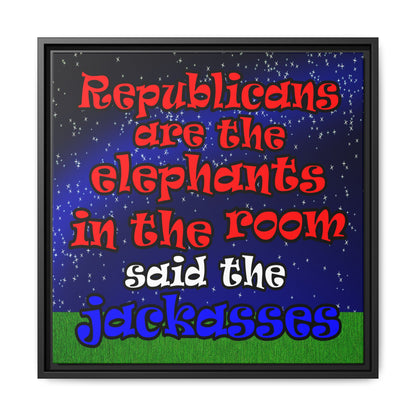 donkeys and elephants - framed canvas art ('snoops' background)