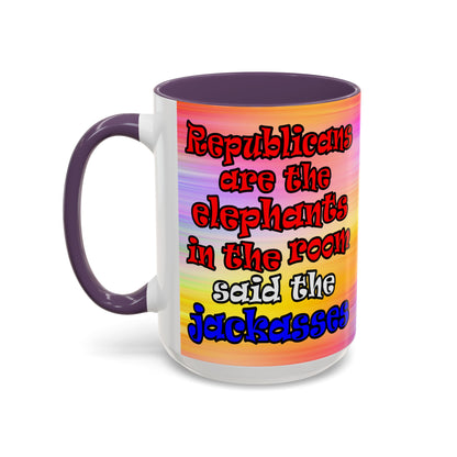 donkeys and elephants - Accent Mug (color blur)
