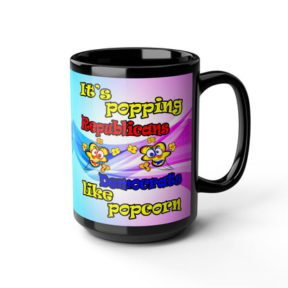 popping like popcorn - Black Mug (light blue-pink wave)