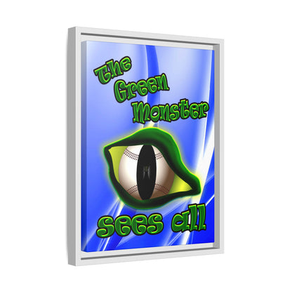 green monster - framed canvas art (blue-white wave)