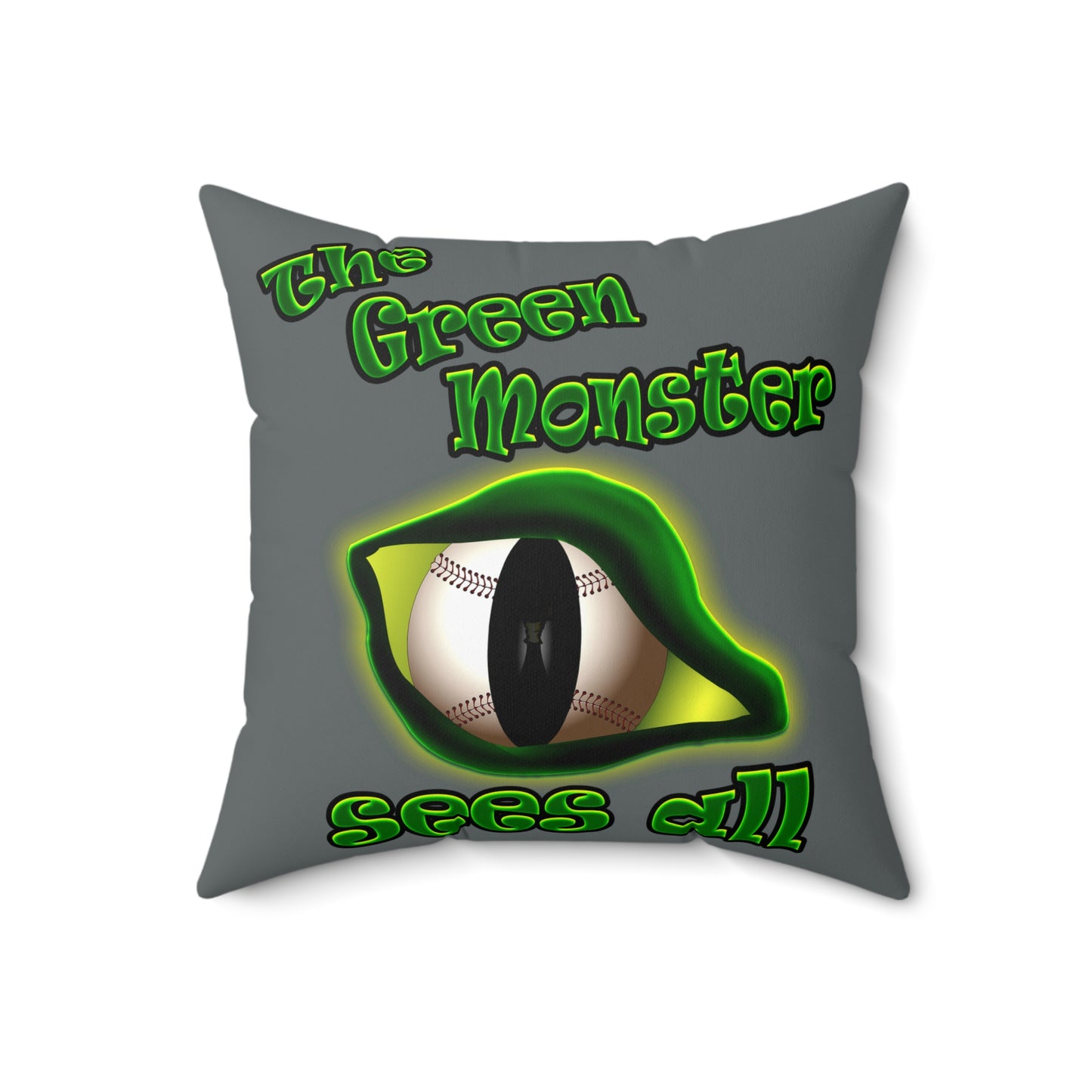 green monster - Spun Polyester Square Pillow - (dark grey)